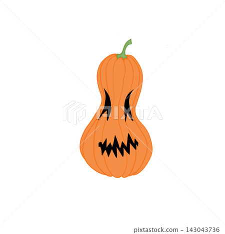 Halloween pumpkin vector illustration with carved face on white background Halloween pumpkin vector illustration with carved face on white background 143043736