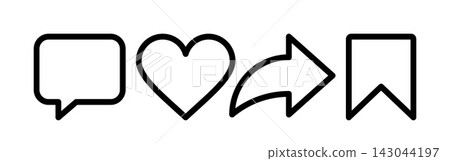 Set of social network icons. Comment, like, share and save. Set of social network icons. Comment, like, share and save. 143044197