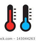 Cold and hot vector icon. Thermometer sign. Temperature symbol. 143044263