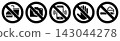 No eating and drinks allowed, No photography, No cell phone zone, Do not touch and No smoking label or sticker. 143044278