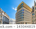 City of Brussels in Belgium, Europe. Modern and Historic Architecture Contrasting Under a Bright Blue Sky on a Sunny Day in a Cityscape 143044819