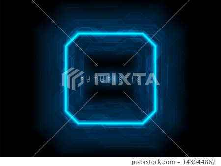 Bright blue laser neon square frame abstract background 143044862