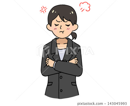身穿灰色西裝的女子,生氣,雙臂交叉,不滿,惱怒,商業插畫素材 身穿灰色西裝的女子,生氣,雙臂交叉,不滿,惱怒,商業插畫素材 143045993