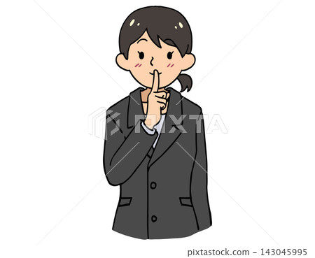 Gray suit woman, quietly silenced, secret business illustration material 143045995