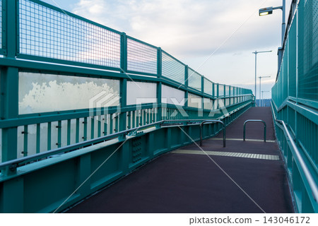 Barrier-free pedestrian overpass with ramps Barrier-free pedestrian overpass with ramps 143046172