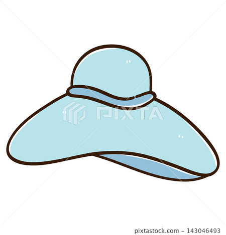 Light Blue Wide-Brimmed Hat Illustration Light Blue Wide-Brimmed Hat Illustration 143046493