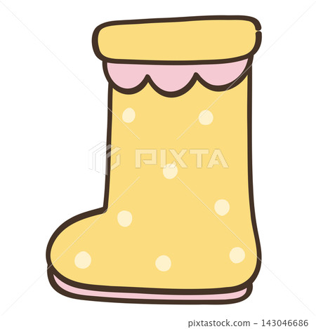 Cute Yellow Polka Dot Rain Boot Illustration Cute Yellow Polka Dot Rain Boot Illustration 143046686