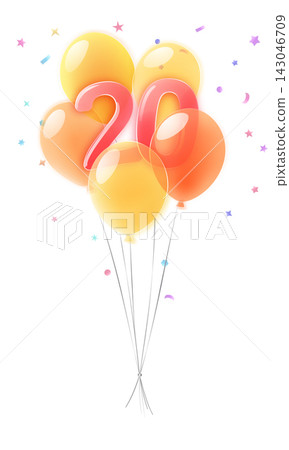 Birthday balloons with the number 20. Birthday balloons with the number 20. 143046709