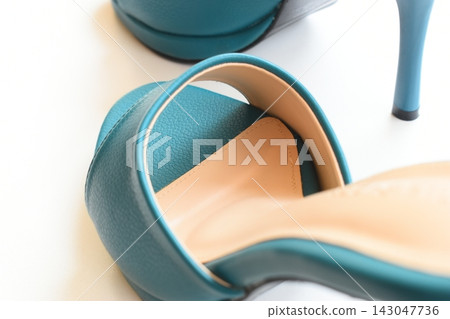 green high heels shoes on white background green high heels shoes on white background 143047736