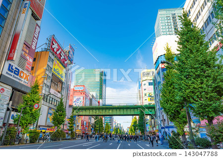 A scene from the pedestrian zone on Akihabara Central Street. A scene from the pedestrian zone on Akihabara Central Street. 143047788
