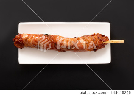 Asparagus fish cake and bacon skewers Asparagus fish cake and bacon skewers 143048246