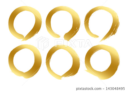 A set of gold circles drawn with a brush. 143048495