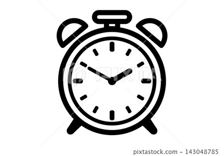 Simple line art icon for an alarm clock Simple line art icon for an alarm clock 143048785