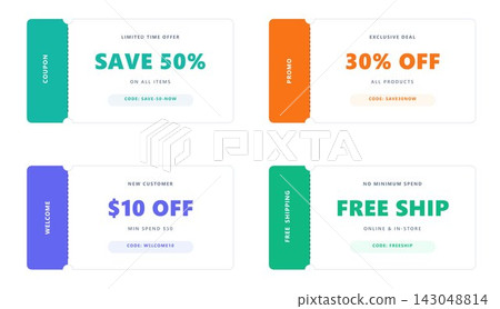 Vibrant e-commerce discount coupons and special sale vouchers Vibrant e-commerce discount coupons and special sale vouchers 143048814