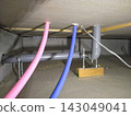 Plumbing conditions under the floor of a newly built house 143049041