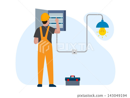 Electricians Repairing Electrical Panel stock illustration Electricians Repairing Electrical Panel stock illustration 143049194