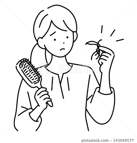 Hair care illustration for a young woman concerned about hair loss Hair care illustration for a young woman concerned about hair loss 143049577