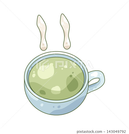 Illustration of hot matcha in a cup Illustration of hot matcha in a cup 143049792