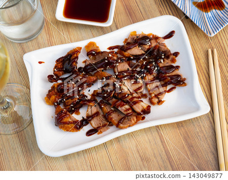 Pato frito Japanese style duck. Delicious spicy sesame duck dish asian cuisine gourmet food Pato frito Japanese style duck. Delicious spicy sesame duck dish asian cuisine gourmet food 143049877