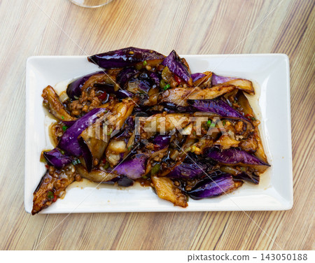 Fried Chinese eggplant tossed in soy sauce Fried Chinese eggplant tossed in soy sauce 143050188
