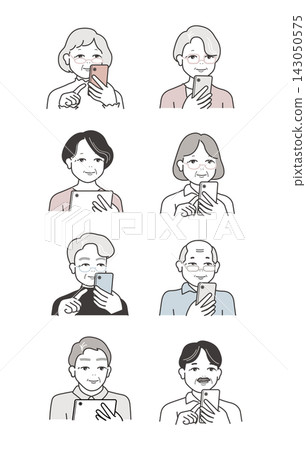 Senior men and women using smartphones and tablets Senior men and women using smartphones and tablets 143050575