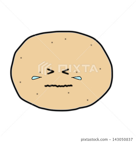 Hand-drawn potato character, round shape, crying. Hand-drawn potato character, round shape, crying. 143050837