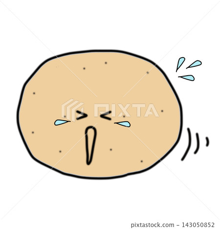 Hand-drawn potato character, round shape, crying loudly Hand-drawn potato character, round shape, crying loudly 143050852