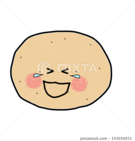 Hand-drawn potato character, round shape, laughing and crying Hand-drawn potato character, round shape, laughing and crying 143050853