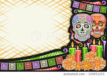 Vector greeting card for Da de los Muertos Vector greeting card for Da de los Muertos 143051253