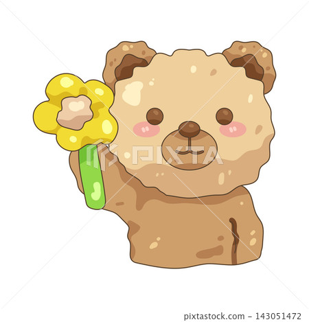 Illustration of cute bear holding a yellow flower Illustration of cute bear holding a yellow flower 143051472