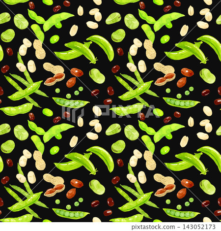 Seamless pattern of legumes - hand-drawn watercolor illustration material Seamless pattern of legumes - hand-drawn watercolor illustration material 143052173