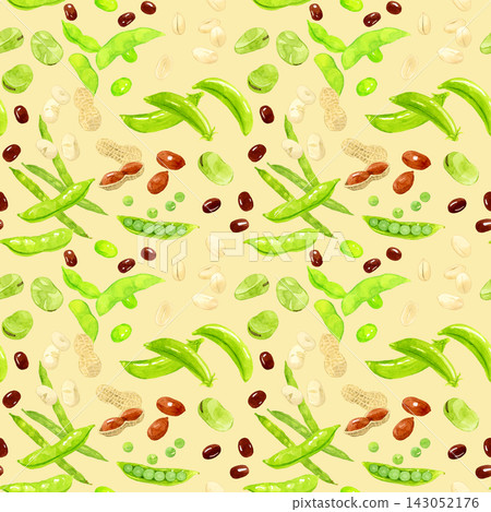 Seamless pattern of legumes - hand-drawn watercolor illustration material Seamless pattern of legumes - hand-drawn watercolor illustration material 143052176