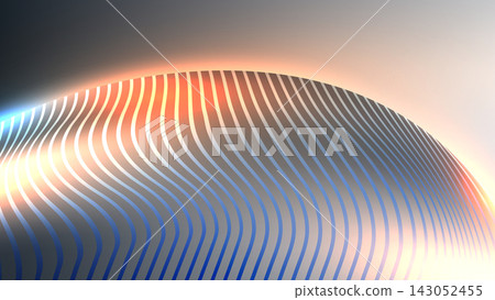 3d abstract background futuristic curved dome surface with neon blue and orange glowing lines wave striped pattern sleek metallic gradient texture high tech dynamic motion digital artwork 3d abstract background futuristic curved dome surface with neon blue and orange glowing lines wave striped pattern sleek metallic gradient texture high tech dynamic motion digital artwork 143052455