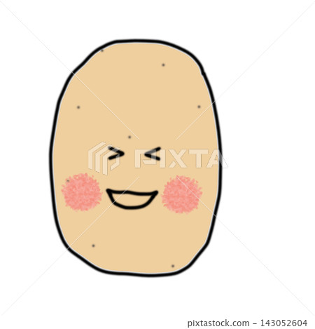 Hand-drawn potato character, vertical shape, laughing heartily Hand-drawn potato character, vertical shape, laughing heartily 143052604