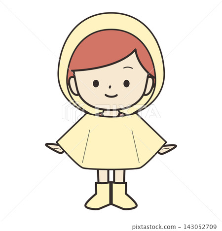 一幅女孩身穿雨衣的插圖。 一幅女孩身穿雨衣的插圖。 143052709