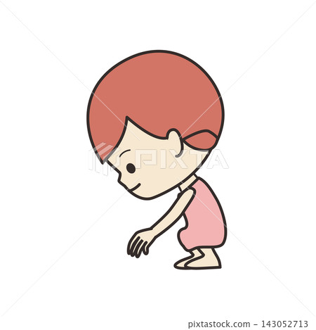 一個蹲著的女孩的插圖 一個蹲著的女孩的插圖 143052713