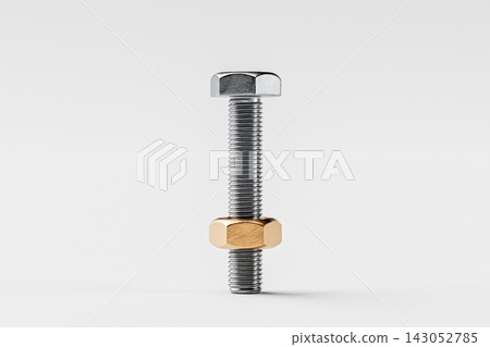 Metal Bolt and Nut on a Plain Background Metal Bolt and Nut on a Plain Background 143052785