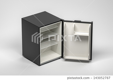 Modern Black Refrigerator with Open Door Modern Black Refrigerator with Open Door 143052787