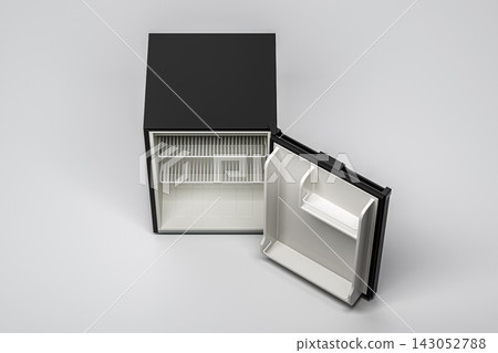 Modern Black Refrigerator with Open Door Modern Black Refrigerator with Open Door 143052788