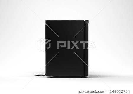 Black Mini Fridge on White Background Black Mini Fridge on White Background 143052794