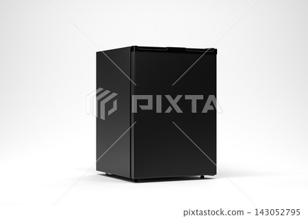 Black Mini Fridge on White Background 143052795