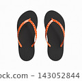 Stylish Orange Star Flip Flops on White Background 143052844