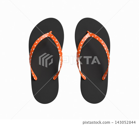 Stylish Orange Star Flip Flops on White Background Stylish Orange Star Flip Flops on White Background 143052844