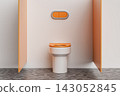 Modern Bathroom Toilet with Orange Accents 143052845