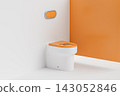 Modern Toilet with Orange Accents 143052846