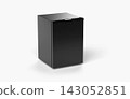 Compact Black Refrigerator on White Background 143052851