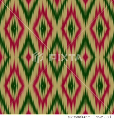 Hand-drawn Seamless Olive Green Diamond Ikat Pattern for Traditional Fabric Wallpaper Printing Hand-drawn Seamless Olive Green Diamond Ikat Pattern for Traditional Fabric Wallpaper Printing 143052971