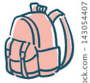 An illustration of a camping backpack. Camping equipment. Hand-drawn style vector material. An illustration of a camping backpack. Camping equipment. Hand-drawn style vector material. 143054407