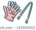Illustrations of camping gloves and tongs. Camping equipment. Hand-drawn style vector material. Illustrations of camping gloves and tongs. Camping equipment. Hand-drawn style vector material. 143054412