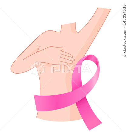 Breast Self-Examination with pink ribbon. Breast Self-Examination with pink ribbon. 143054539
